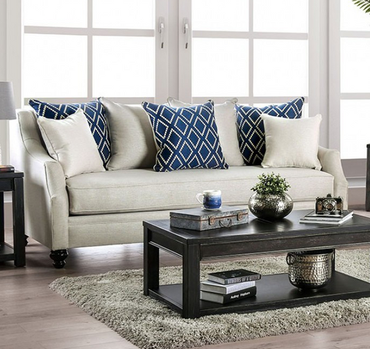 Nefyn Transitional Ivory Upholstered Sofa - Furniture of America SM2669