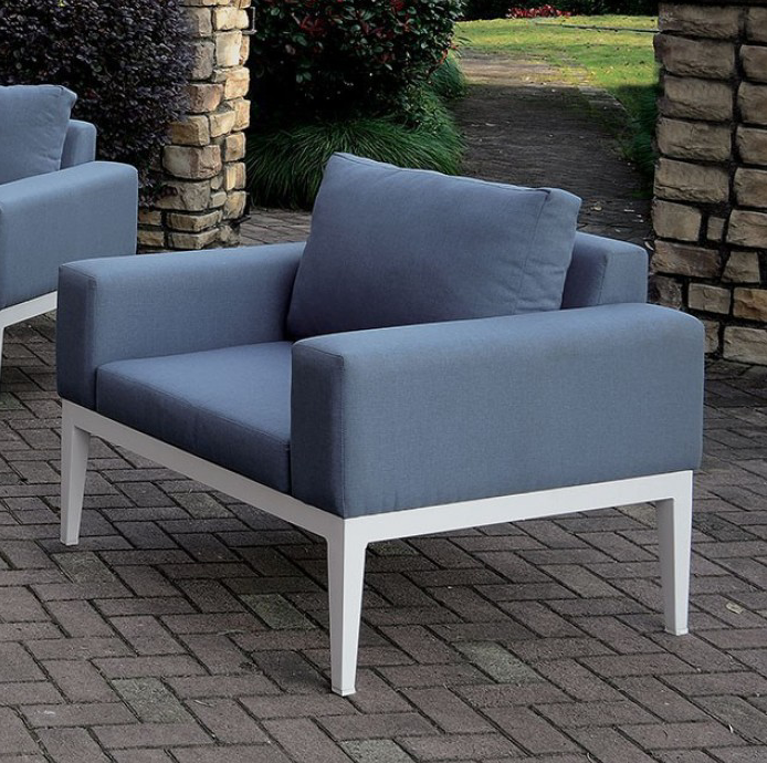 Sharon Transitional Blue & White Patio Sectional