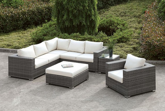 Somani L-Sectional + Chair + Coffee Table + End Table - Gray