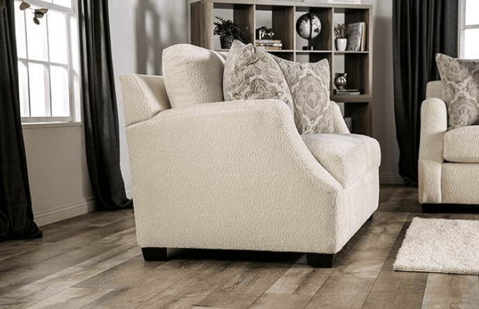 Laila 87 Chenille Fabric Sofa with Block Legs by Furniture of America -  Gray 