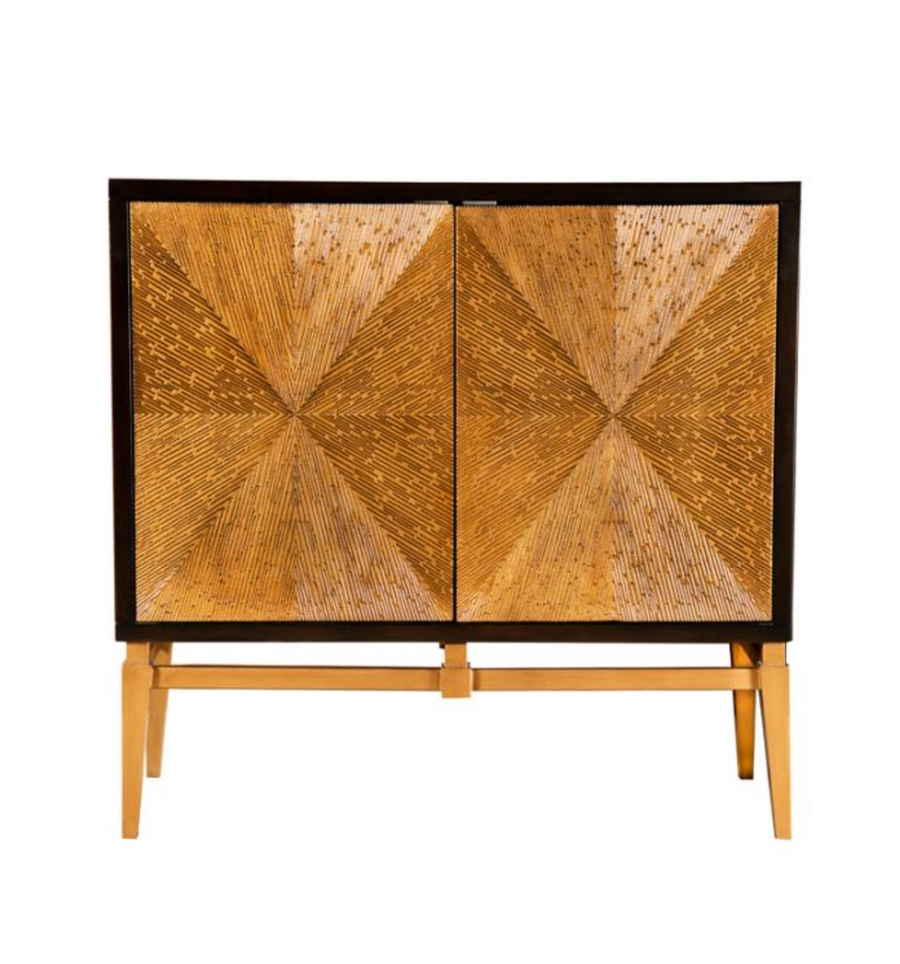 Zira Sunburst 2-door Accent Cabinet Brown and Antique Gold