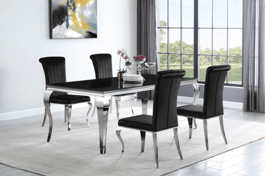Carone 81" 5-Piece Rectangular Dining Set Black & Chrome
