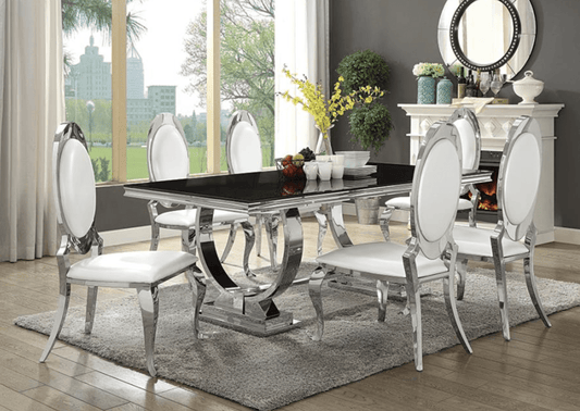 Antoine Rectangular Dining Set Chrome