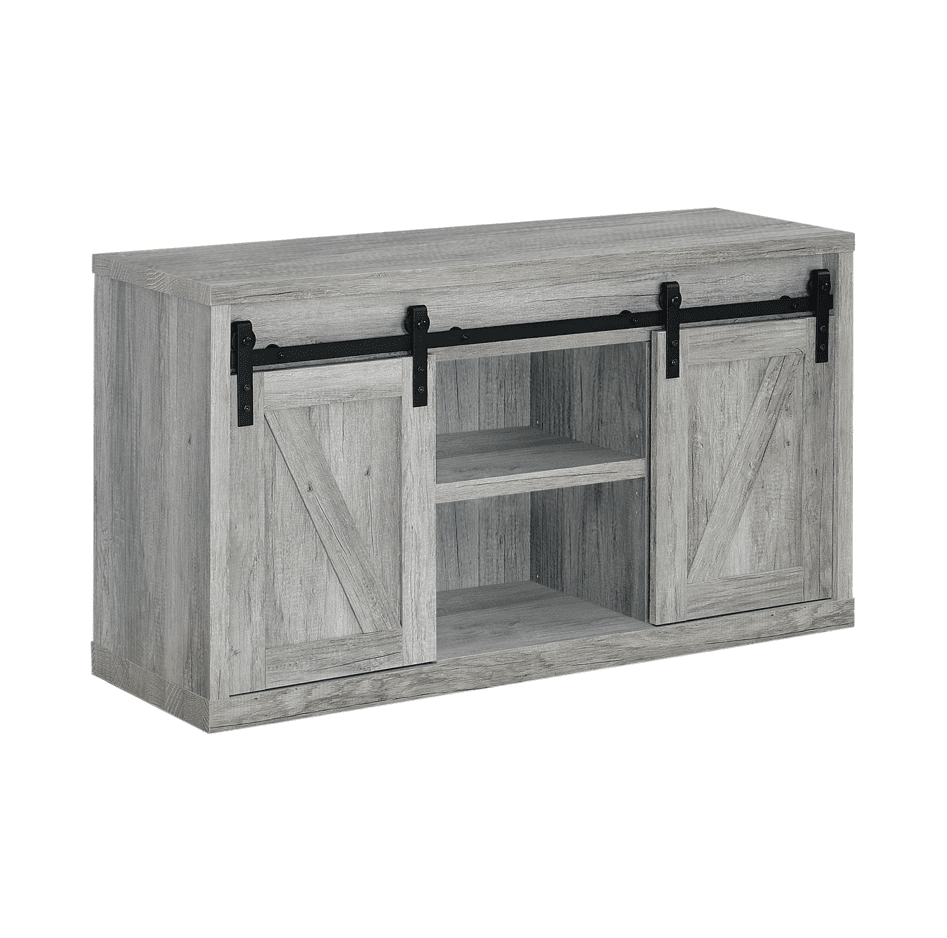 Brockton 3-Shelf Sliding Doors TV Console Grey Driftwood