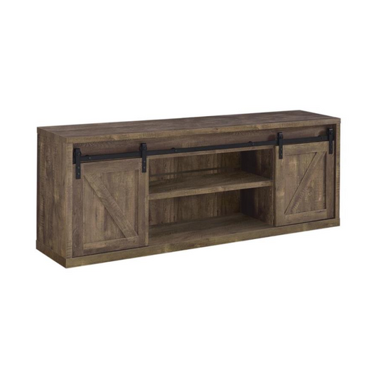 Brockton 3-Shelf Sliding Doors TV Console Rustic Oak