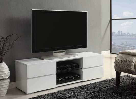 Harp High Gloss TV Console in White