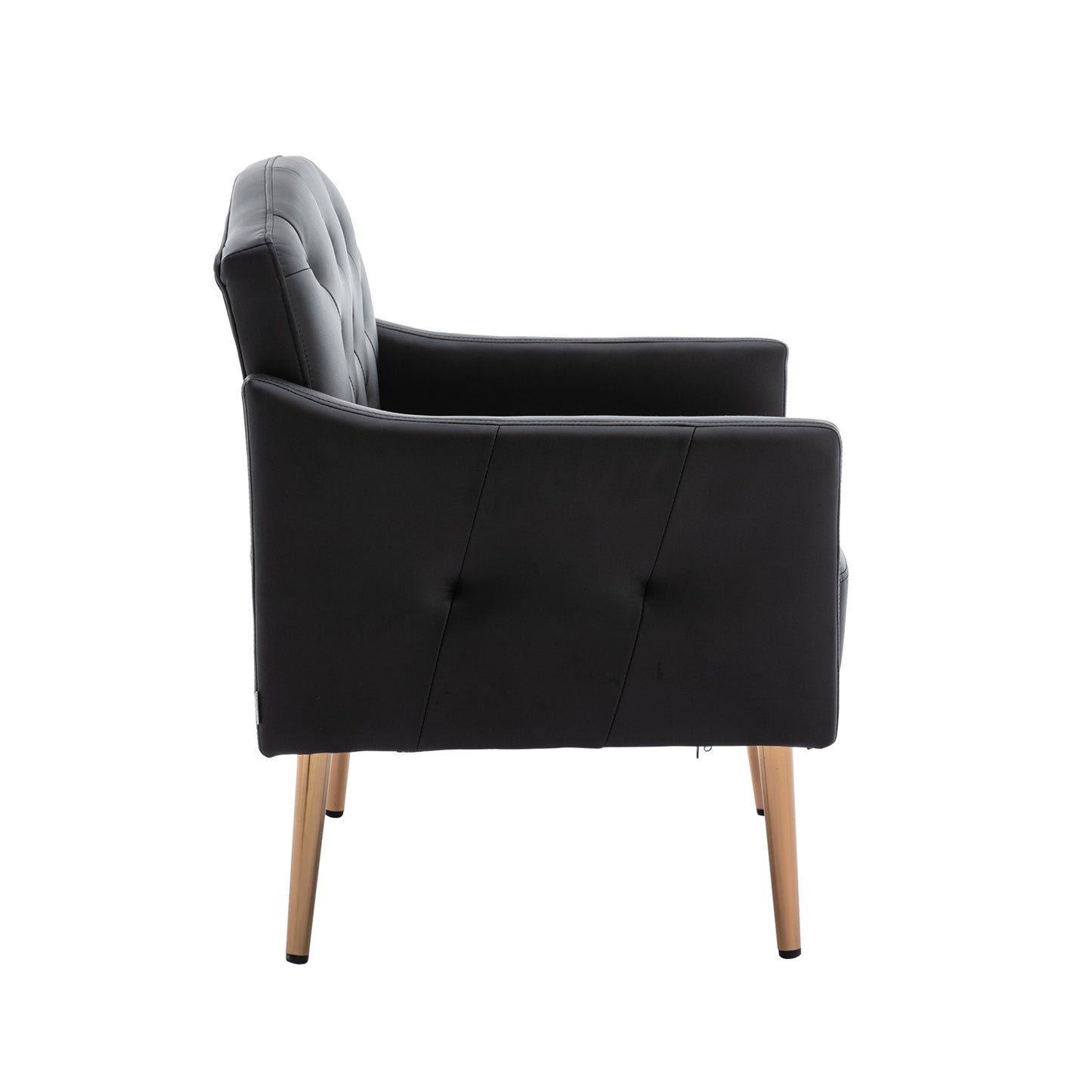 Black PU & Rose Gold Accent Chair