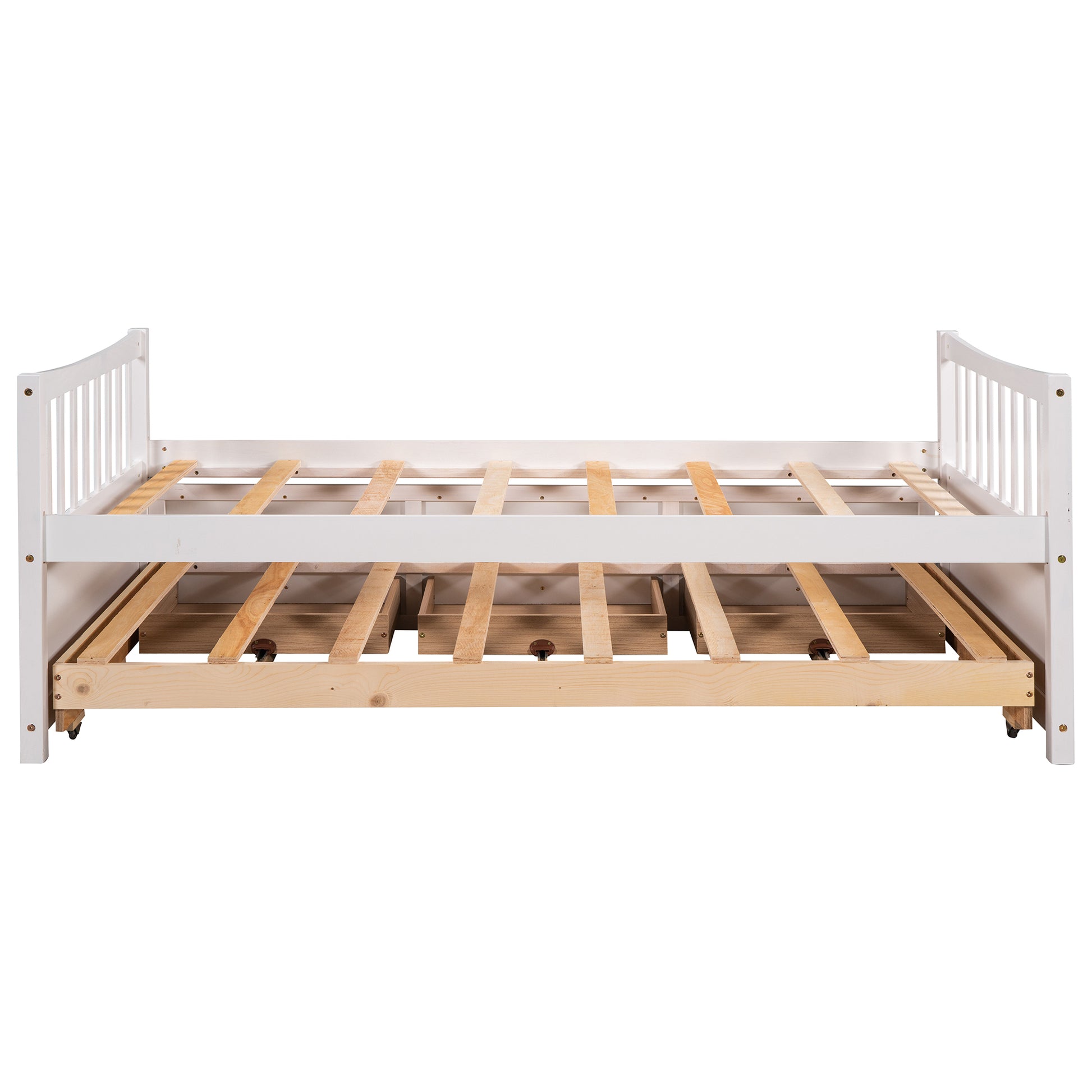 Homey Life Twin Daybed with Trundle & Storage - White