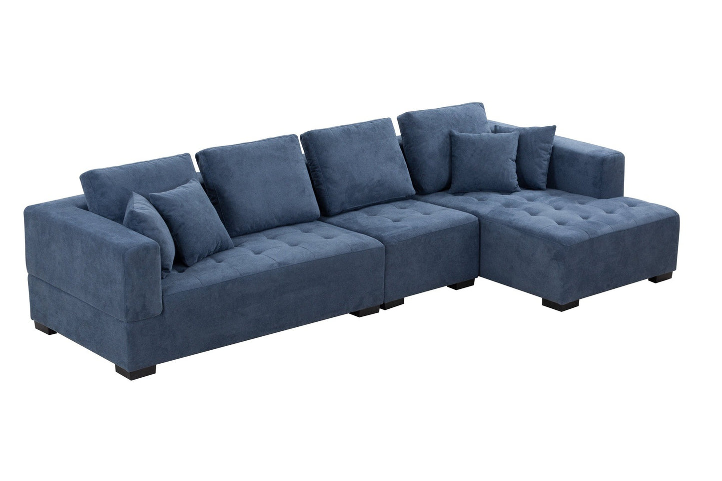134'' Mid Century Modern Sectional - Blue
