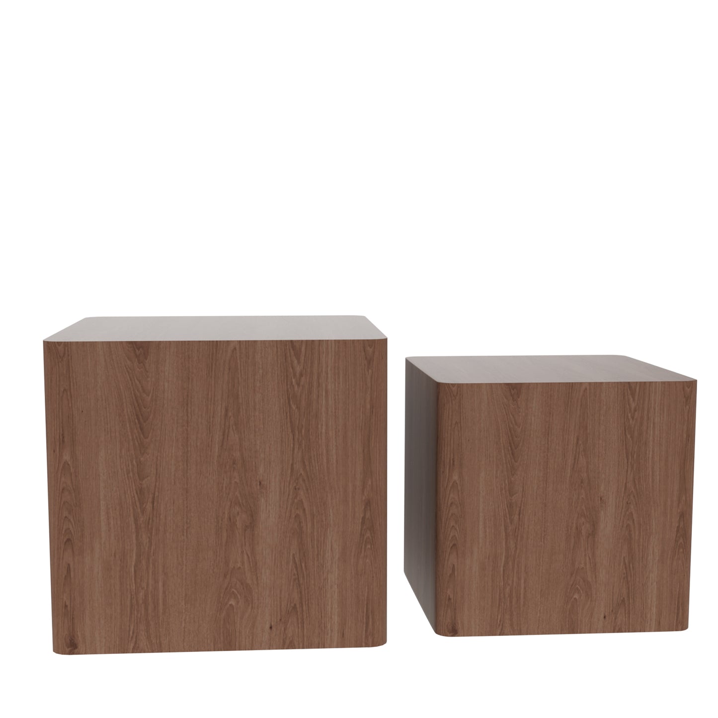 Set of 2 Square Nesting Accent Tables in Walnut