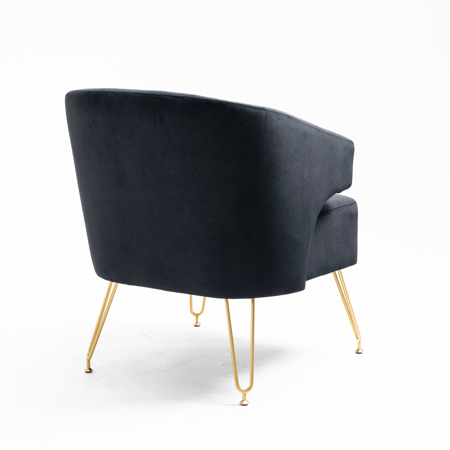 Modern Velvet Accent Chair with Gold Legs in Black