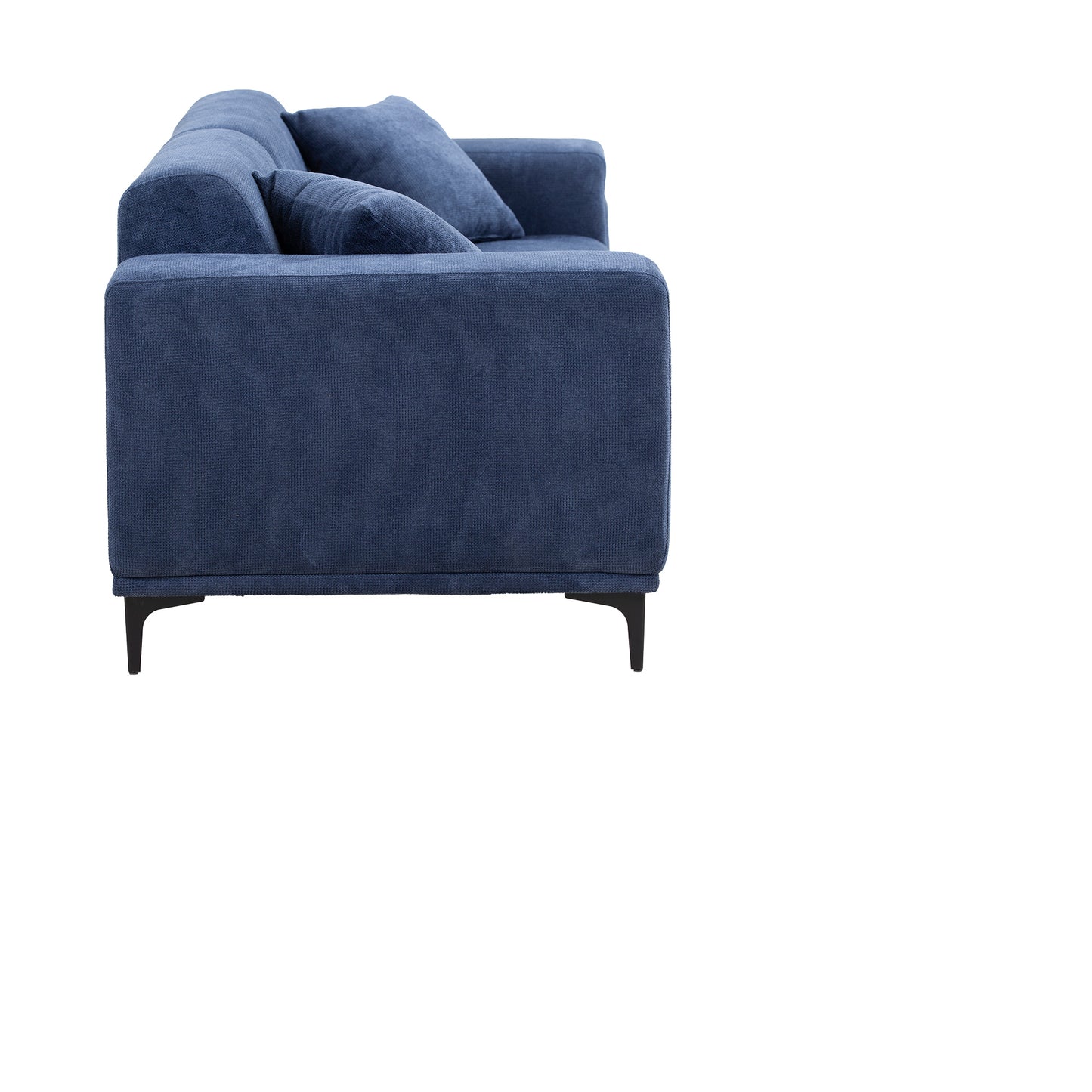 Mid-Century Modern Upholstered Sofa in Blue Linen