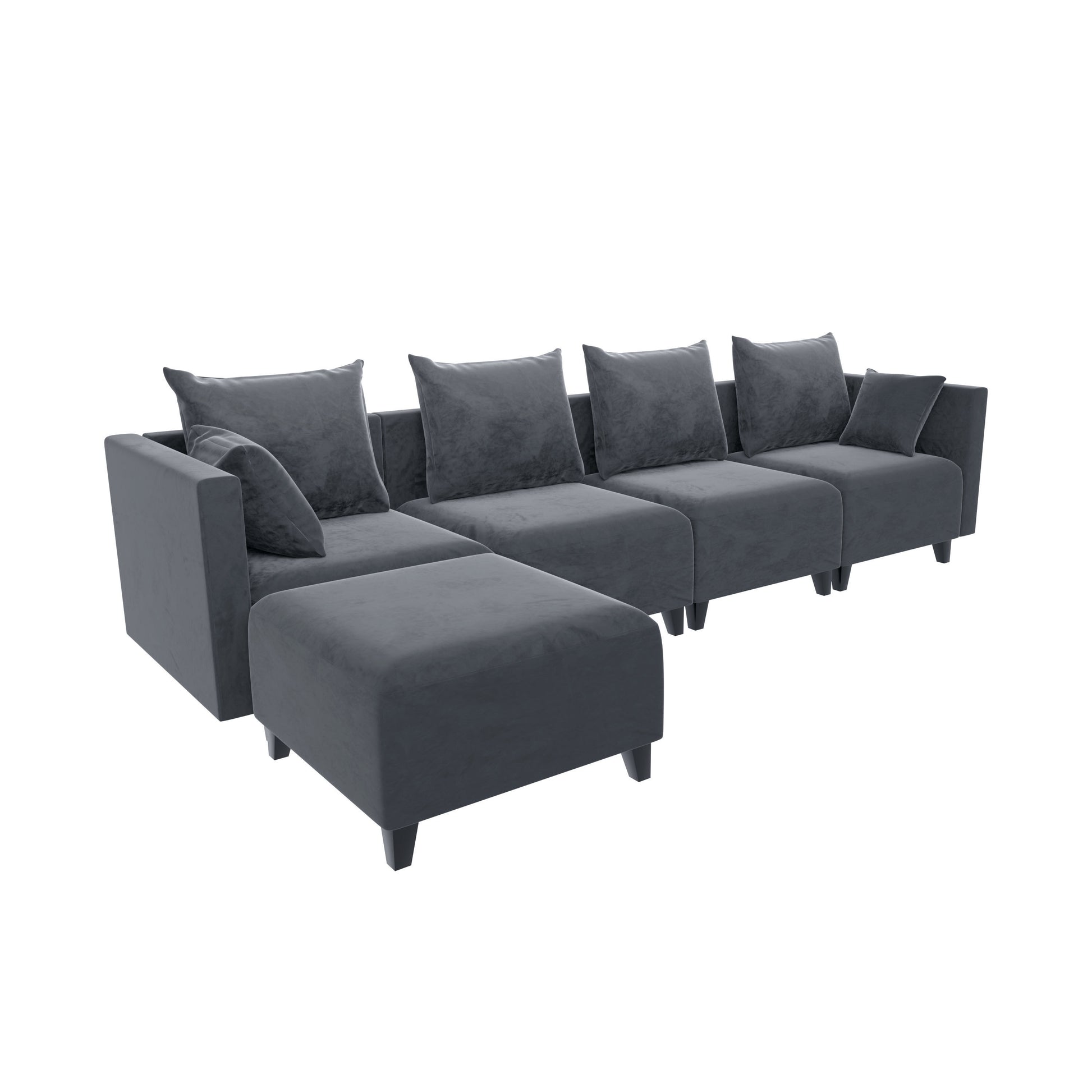 Small L Shape Modular Sectional Sofa with 6 Pillows for Living Room
