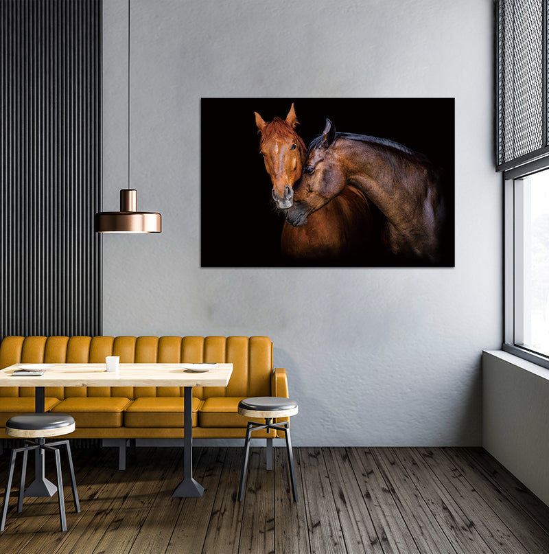 Oppidan Home "Horses Caressing" Acrylic Wall Art 32"H X 48"W