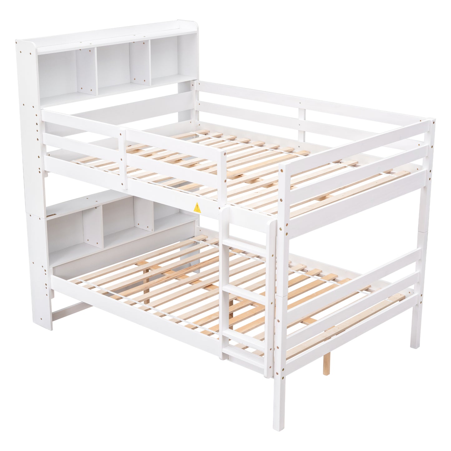 Inspirit Full over Full Convertible Bunk Bed with Bookcase Headboard - White