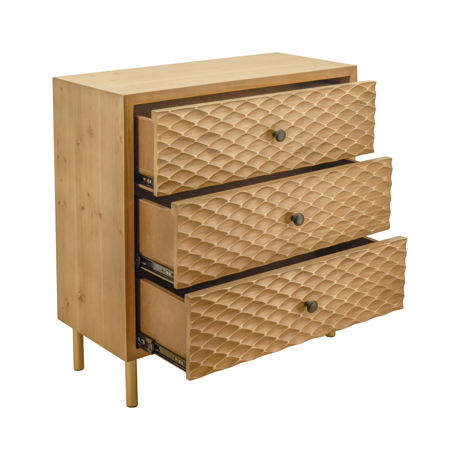 Wooden Accent Storage Cabinet with 3 Drawers, Bachelors Chest for Bedroom, Living Room