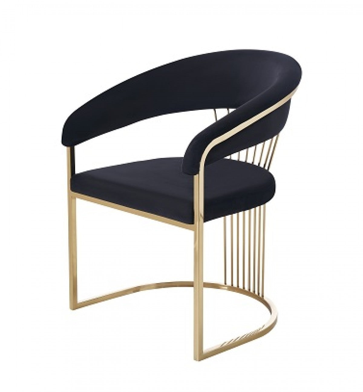 Modrest Linda Modern Black Velvet and Gold Dining Chair