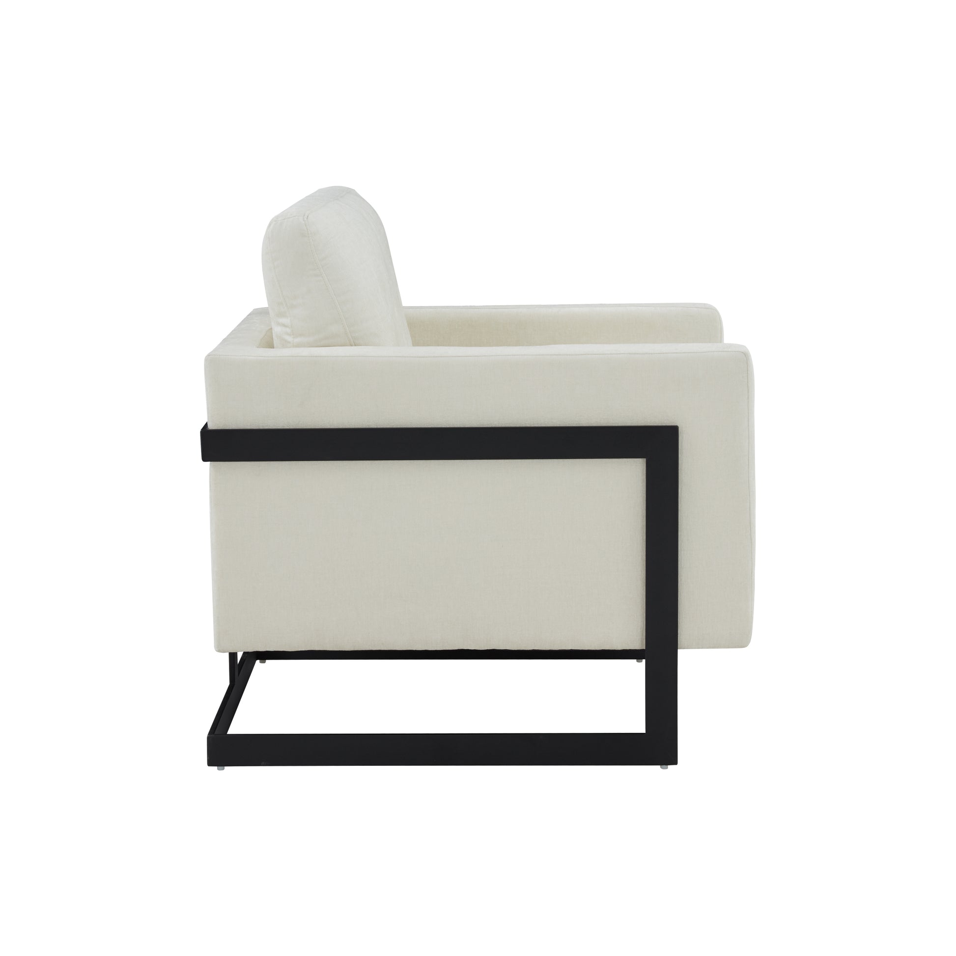 Modrest Prince Contemporary Cream & Black Fabric Accent Chair