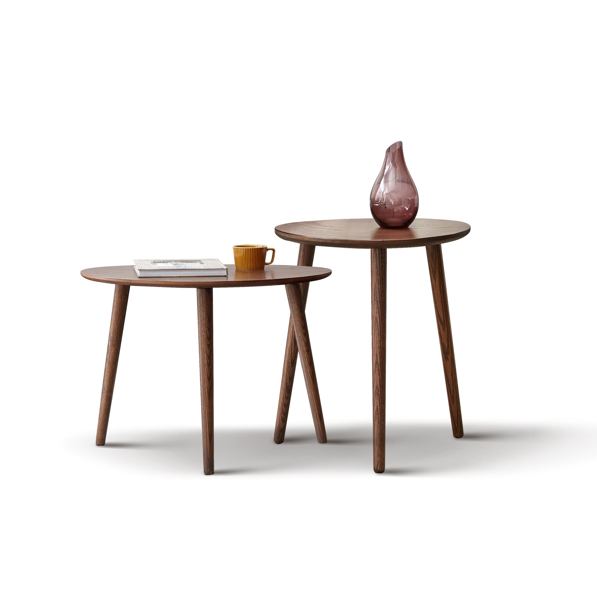 100% Solid Oak Wood Pebble Shape Side Table