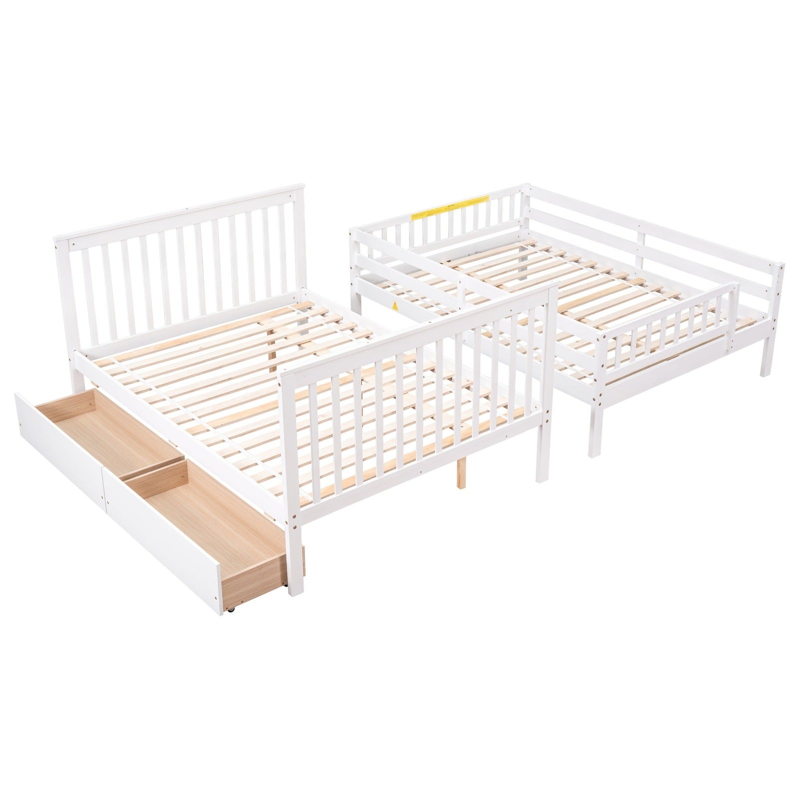 Inspirit Full over Full Convertible Bunk Bed with Storage & Staircase - White