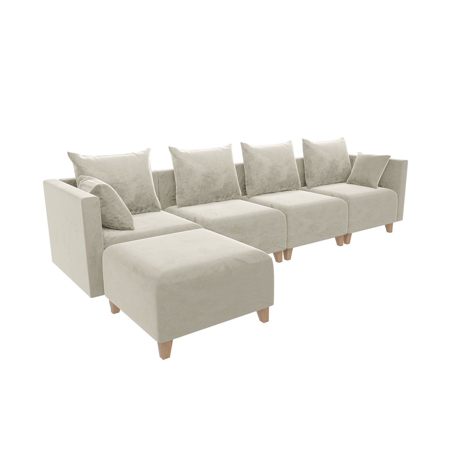 Sectional Sofa, L shape Module Couch with 5 seats 6 Pillows