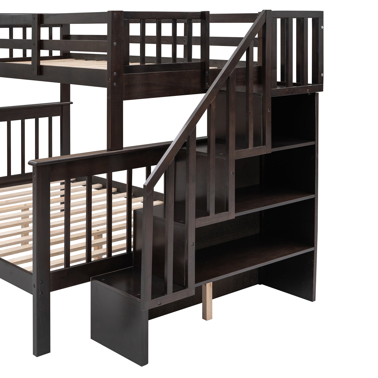 Stairway Twin-Over-Full Bunk Bed with Drawer - Espresso