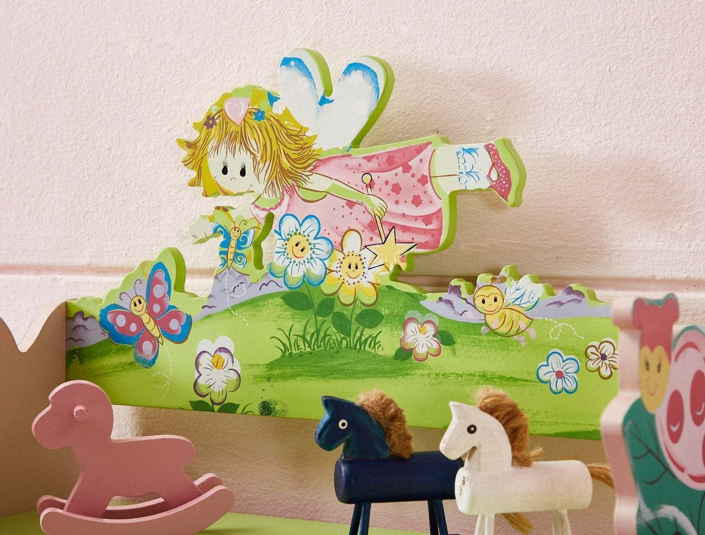 Kids Funnel Olivia the Fairy Girls Hand Painted 3 Tier Flower Bookcase with Drawers