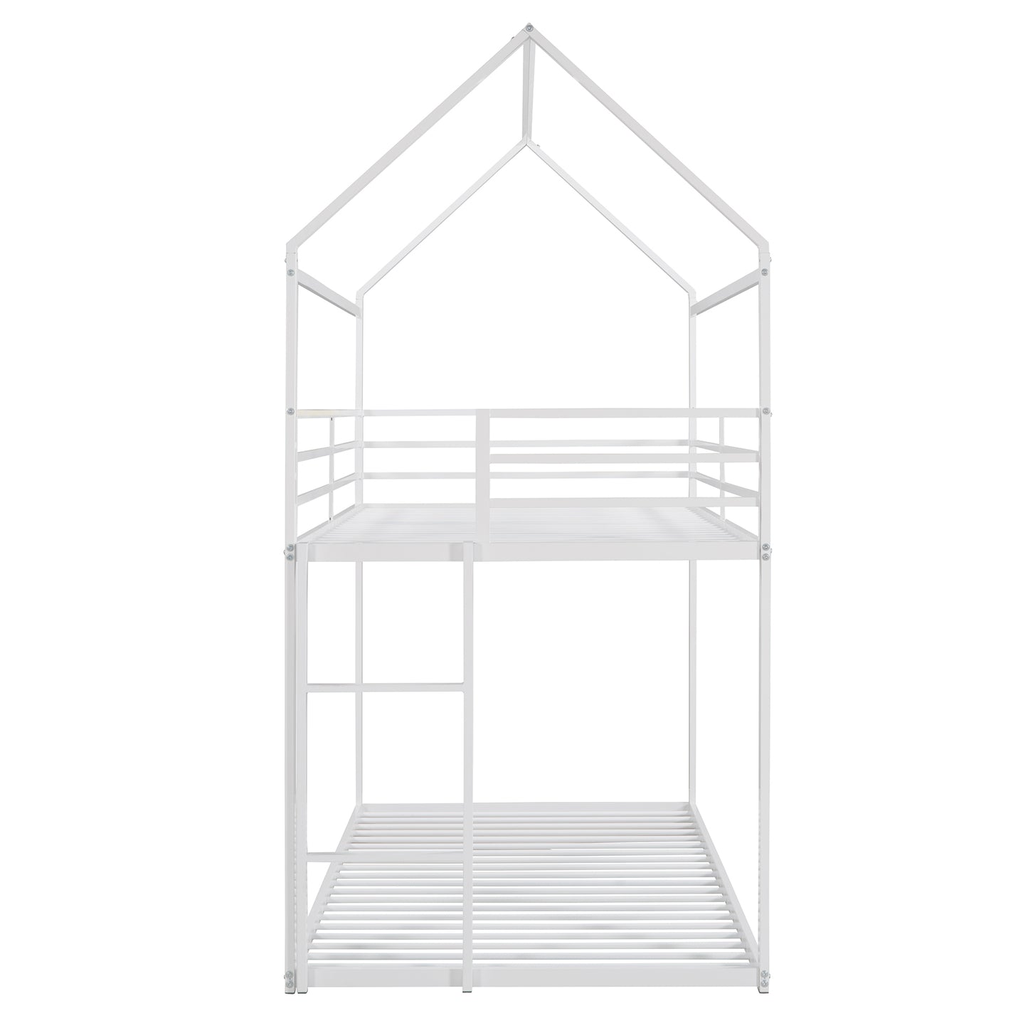 Homey Life Twin over Twin White Metal Bunk Bed