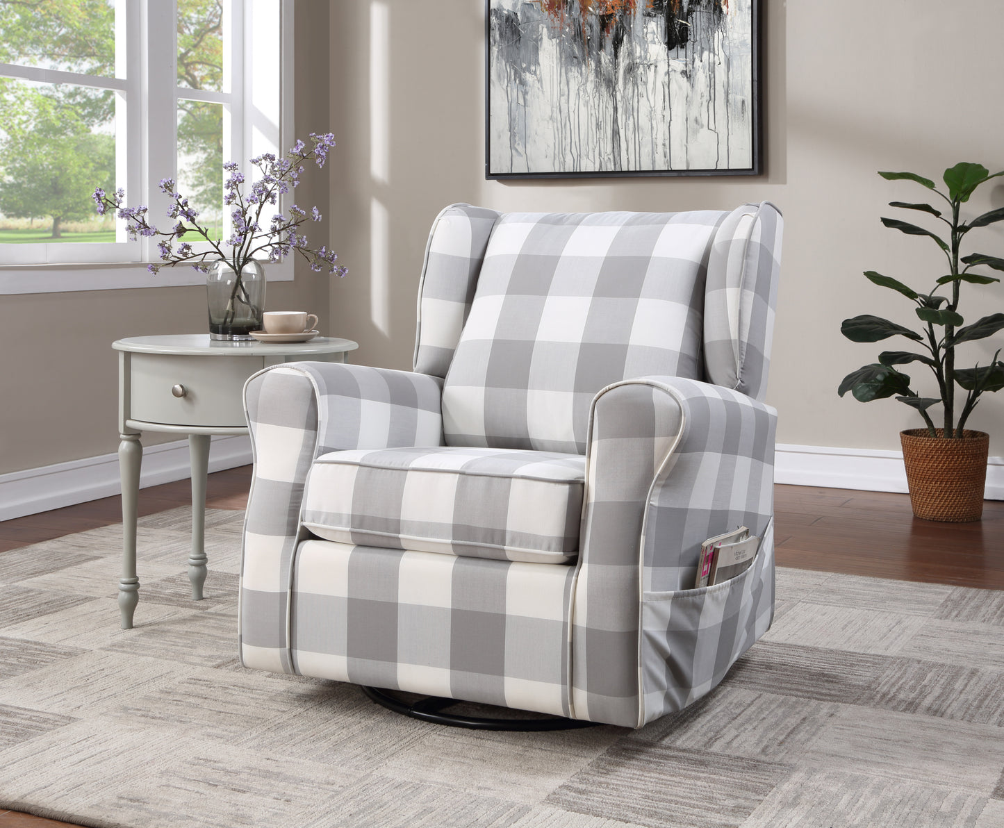 ACME Patli Swivel Chair w/Glider , Gray Fabric LV00922