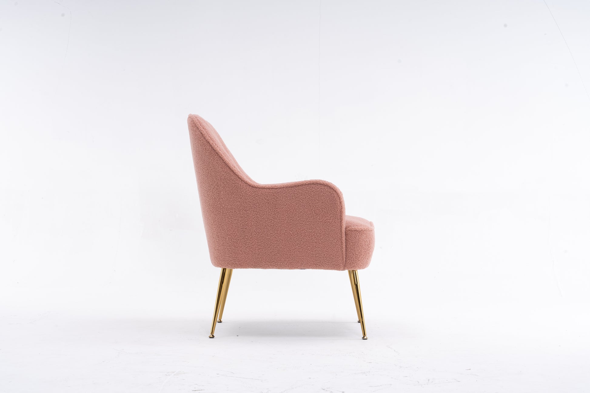 Modern Soft Teddy fabric Pink Ergonomics Accent Chair