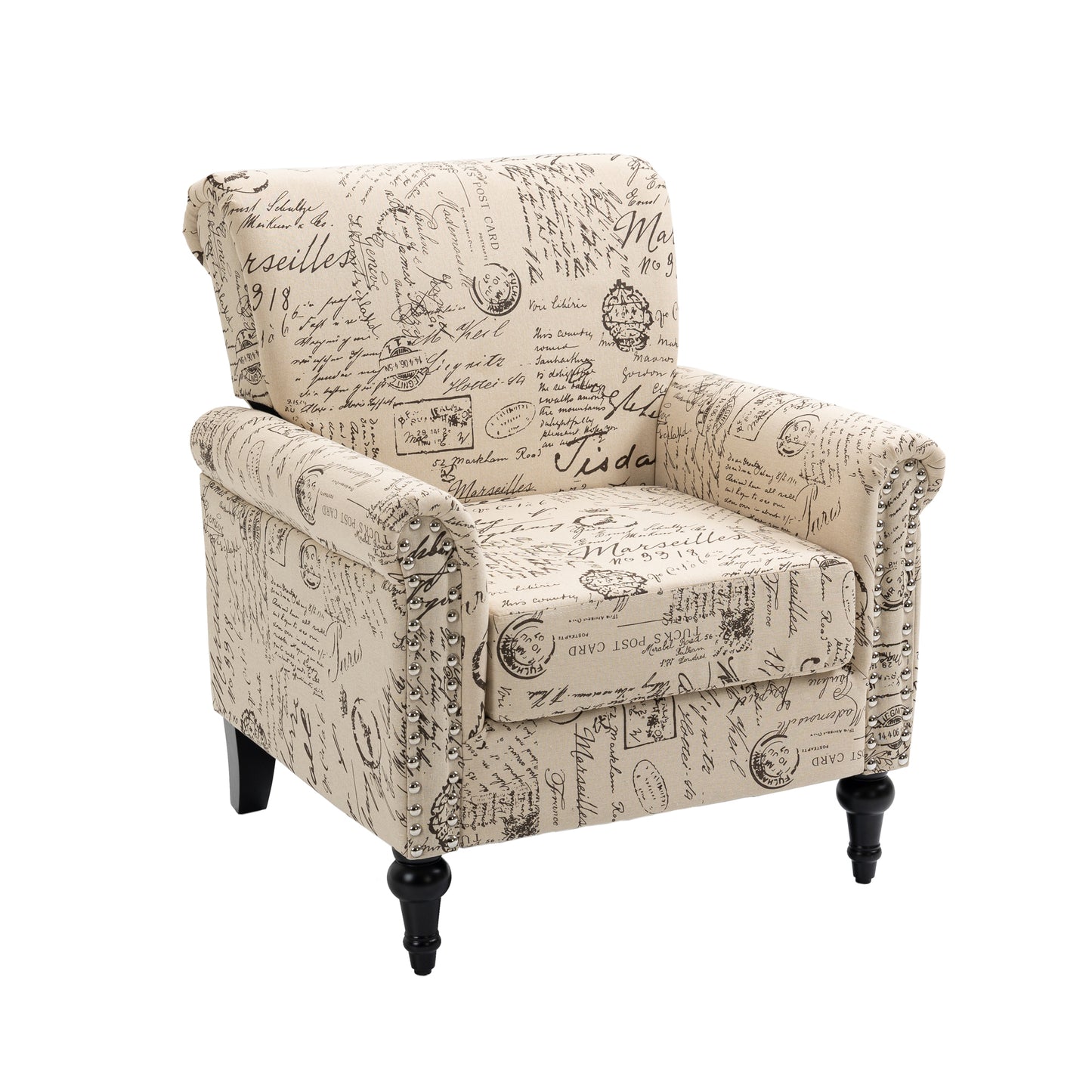 French Laundry Print Accent Arm Chair
