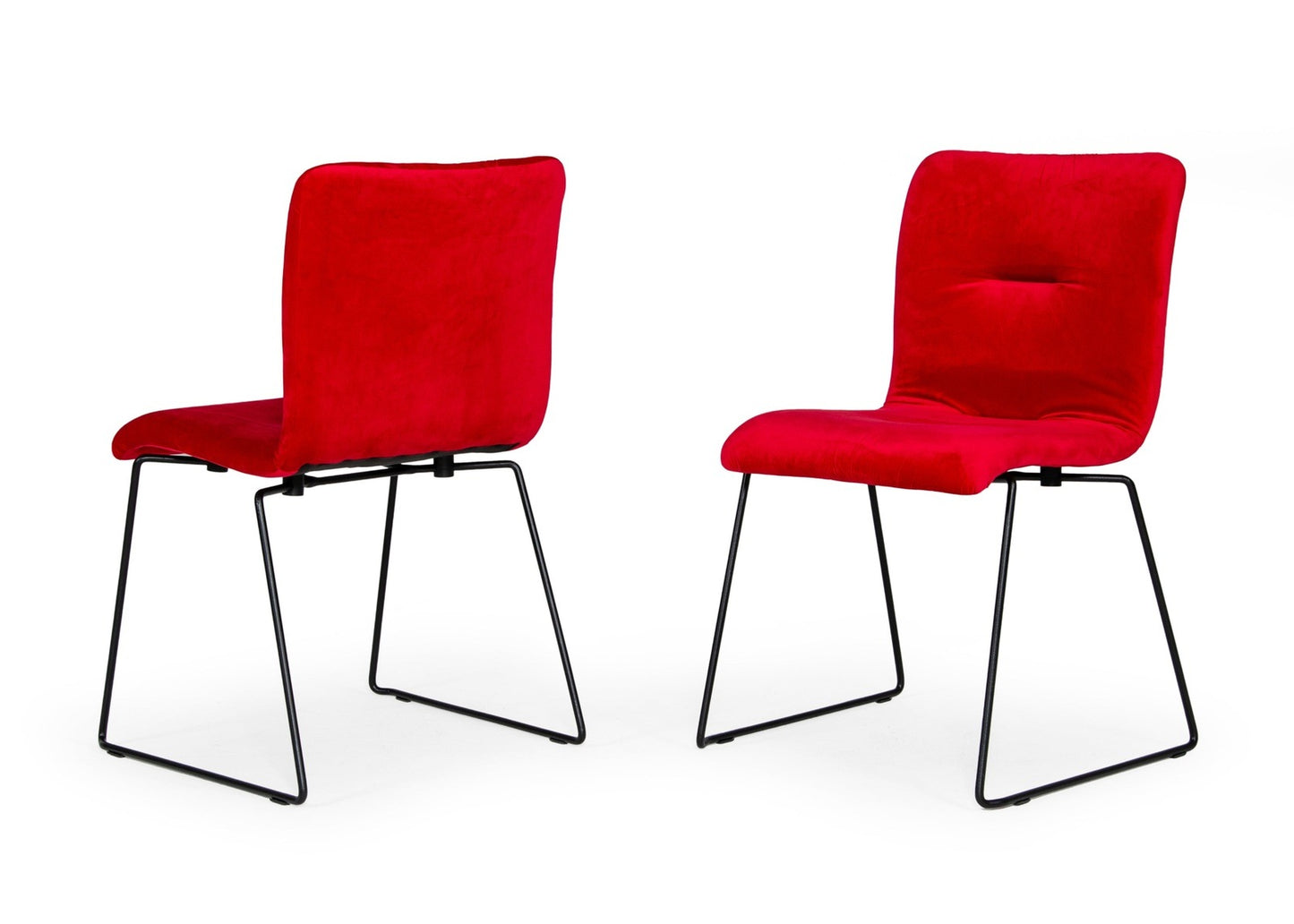 Modrest Yannis Modern Red Fabric Dining Chair Set of 2