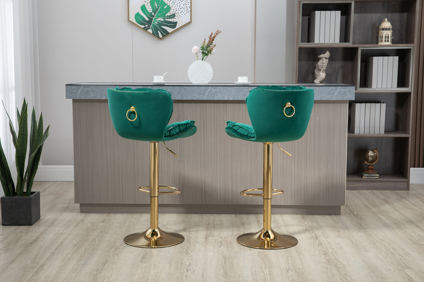 COOLMORE Bar Stools with Back and Footrest Counter Height Dining Chairs 2PC /SET