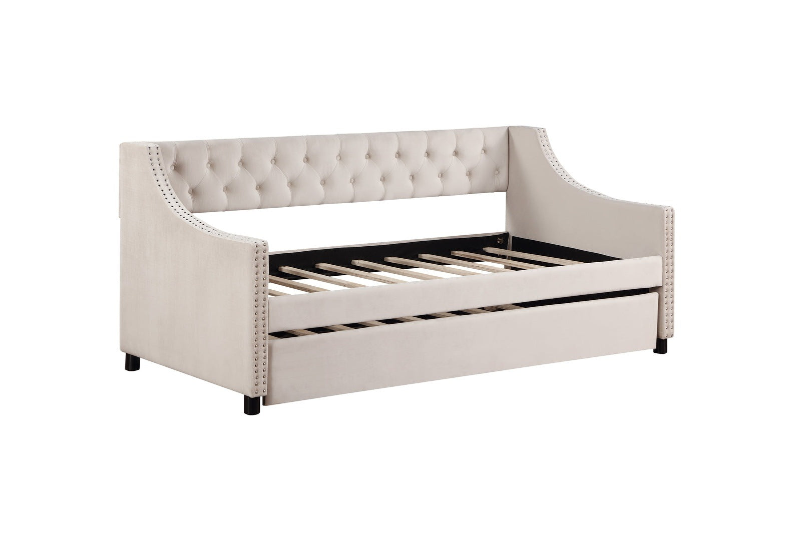 Monica Contemporary Full Size Daybed & Trundle Set - Beige