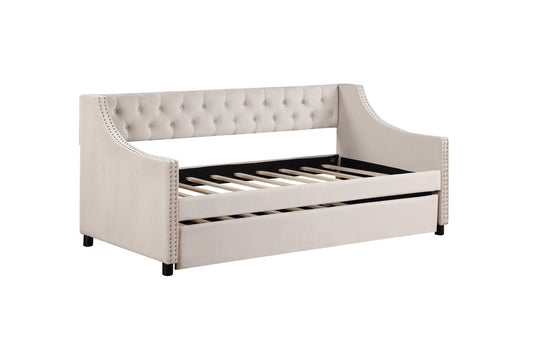 Monica Contemporary Full Size Daybed & Trundle Set - Beige