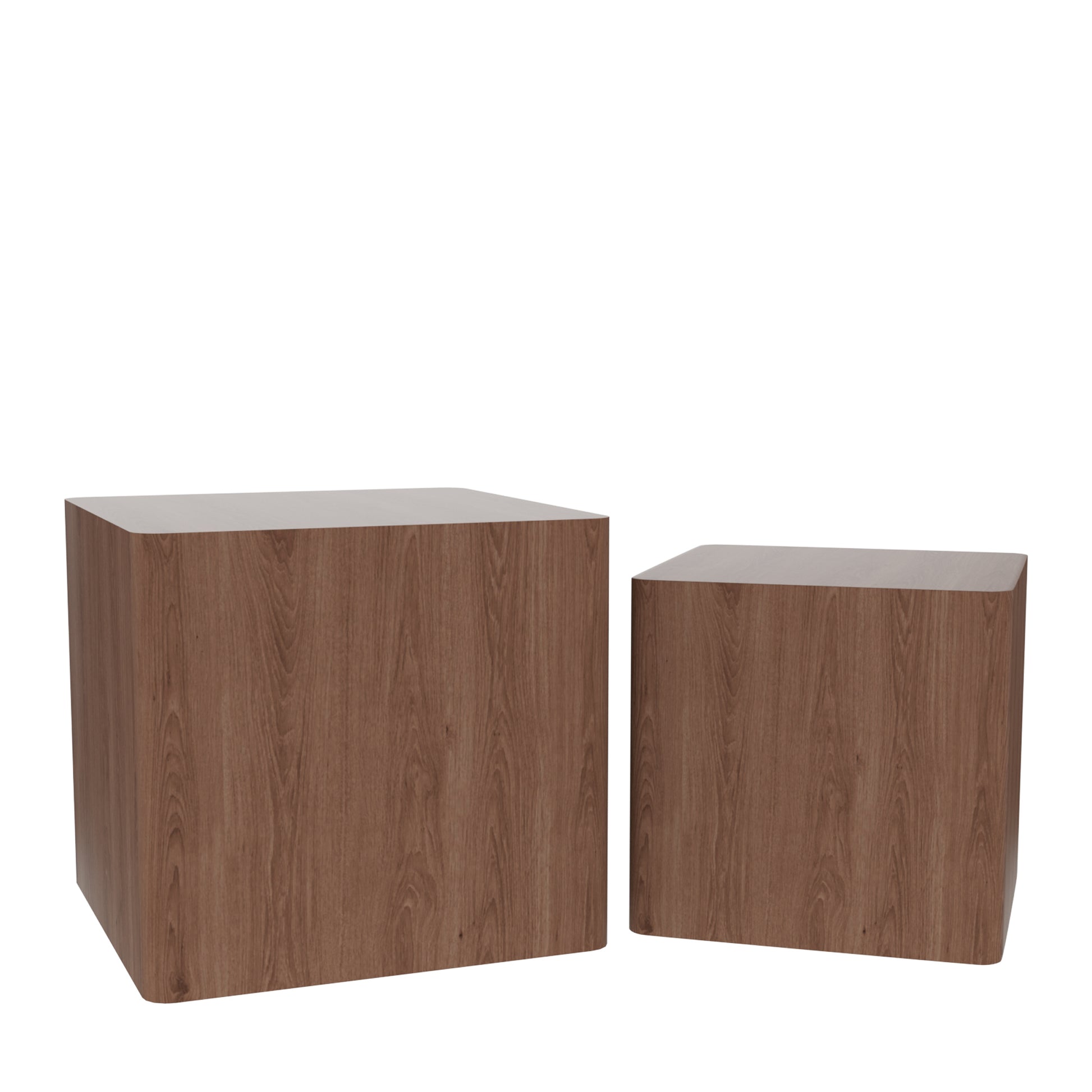 Set of 2 Square Nesting Accent Tables in Walnut