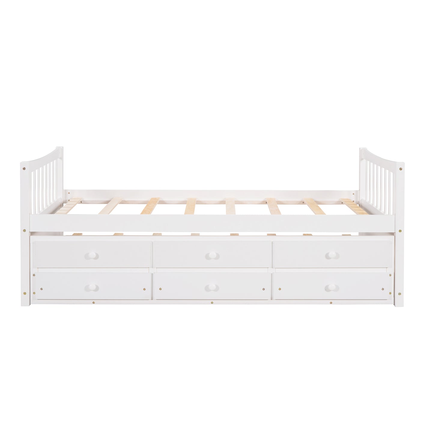 Homey Life Twin Daybed with Trundle & Storage - White