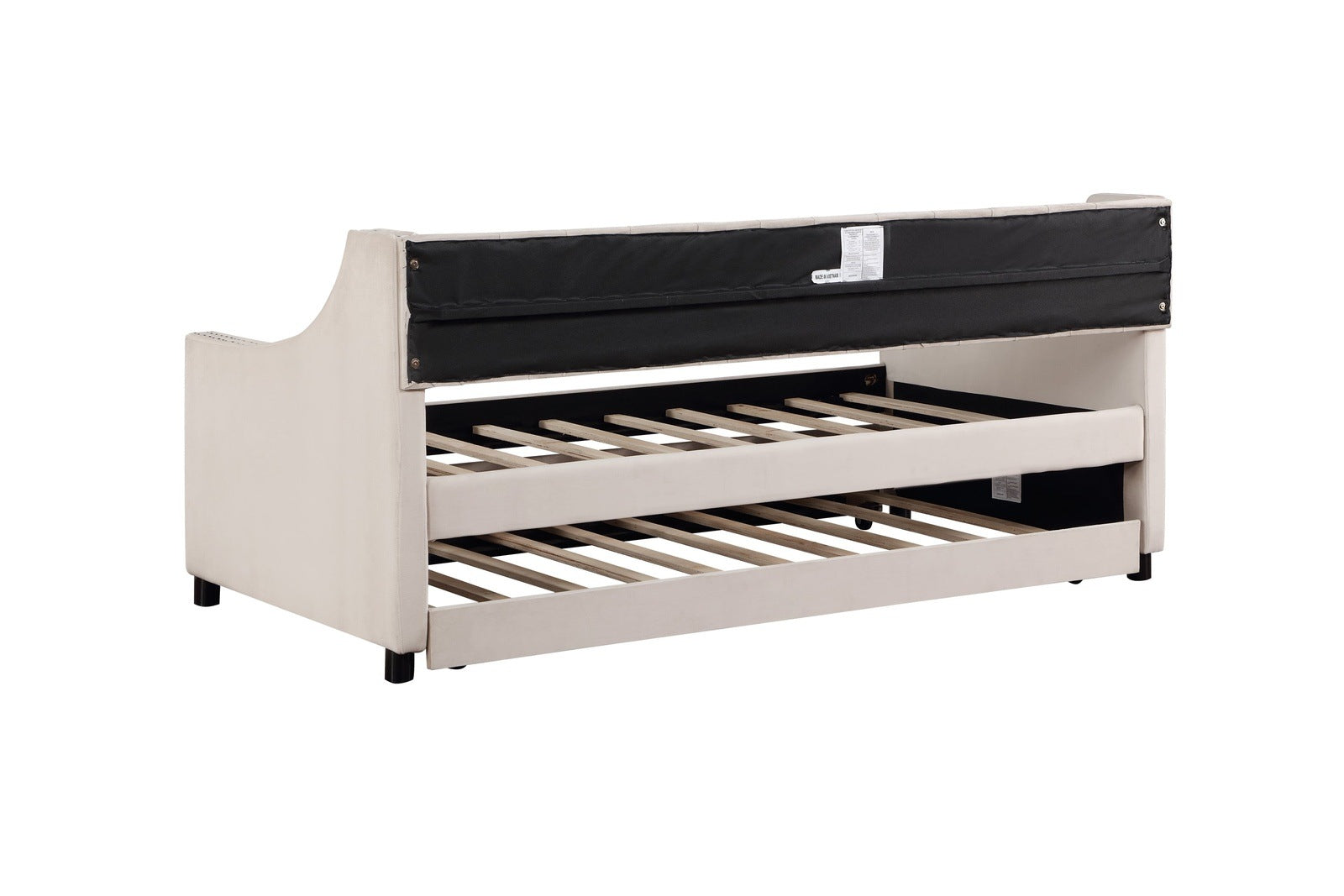 Monica Contemporary Full Size Daybed & Trundle Set - Beige