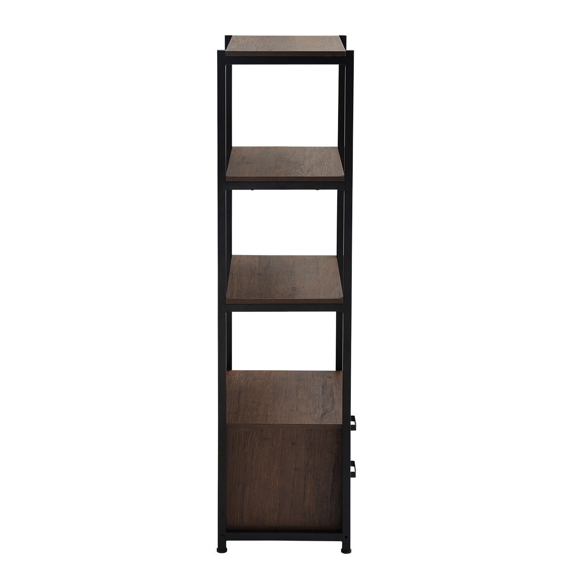 4-Tier Bookshelf Industrial Bookcase with 4 Open Storage Shelves and Two Drawers