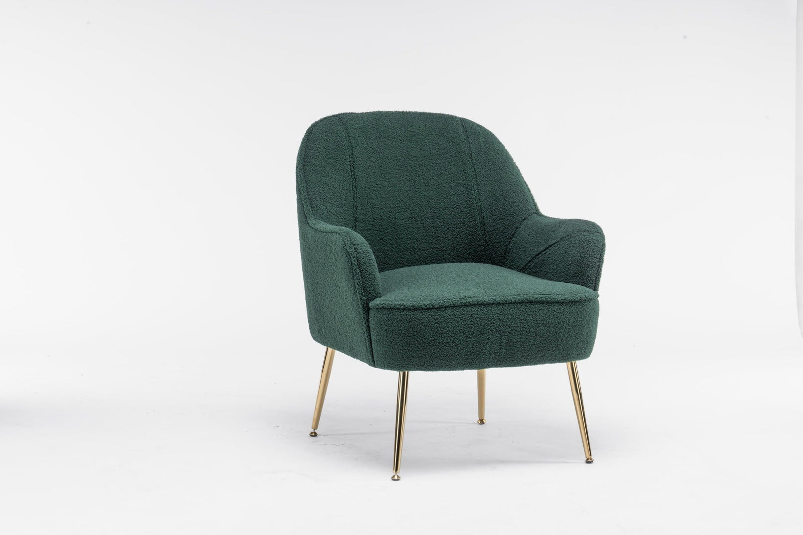 Modern Soft Green Teddy fabric White Ergonomics Accent Chair