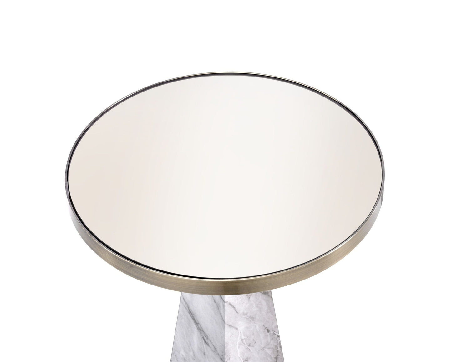 ACME Galilahi Side Table, Mirrored, Faux Marble & Antique Gold 97129