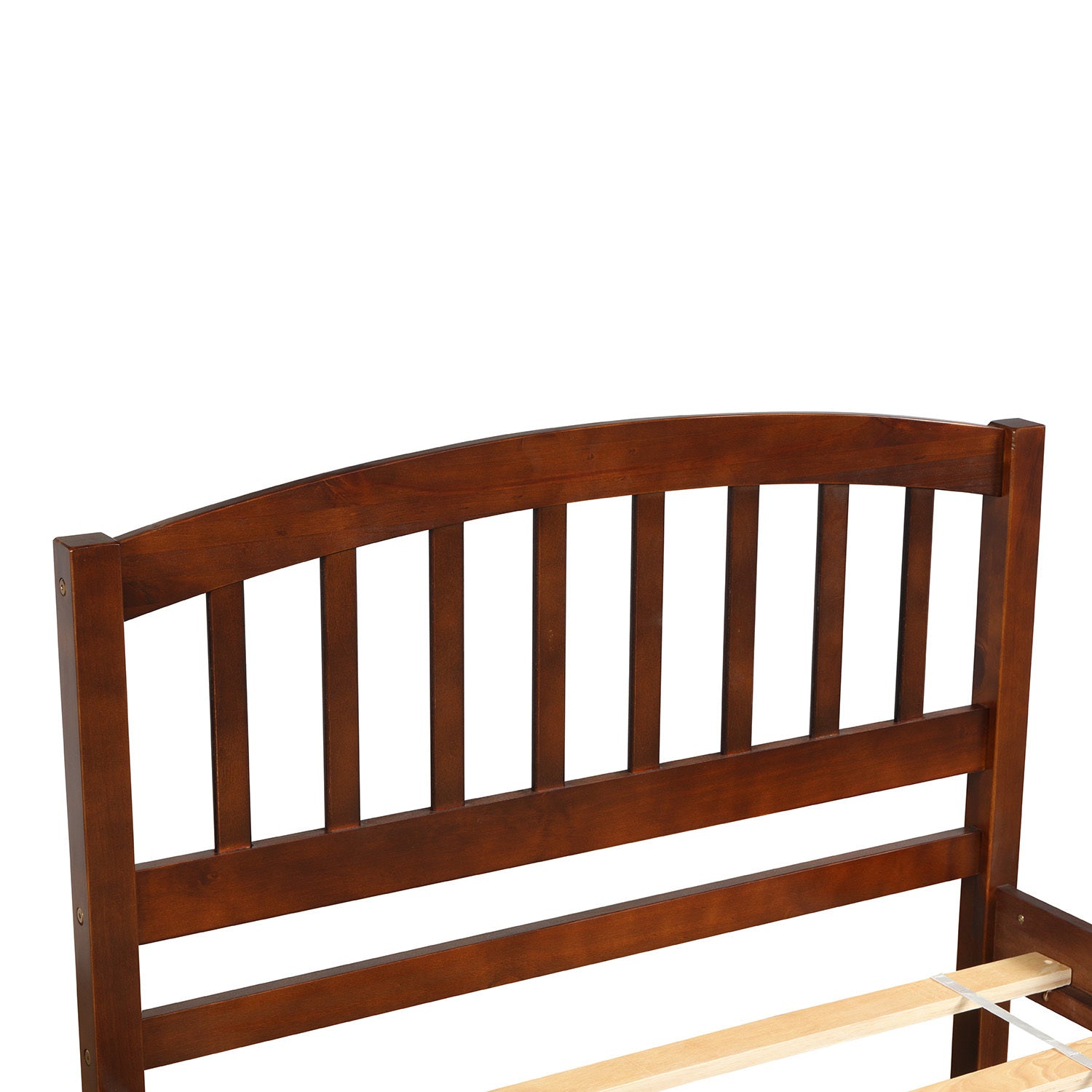 Twin size Platform Bed Wood Bed Frame with Trundle, Walnut