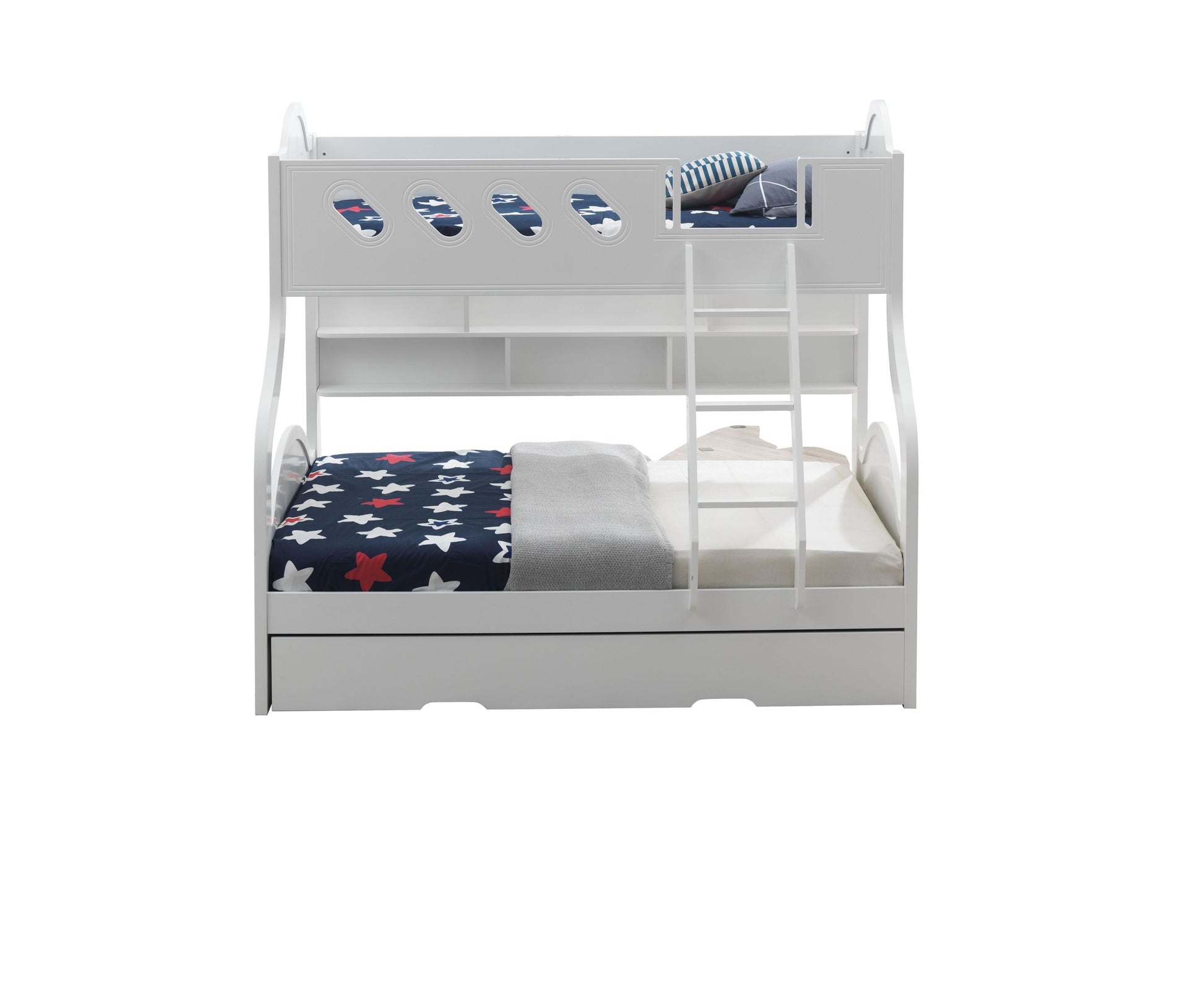 ACME Grover Twin/Full Bunk Bed w/Storage, White 38160