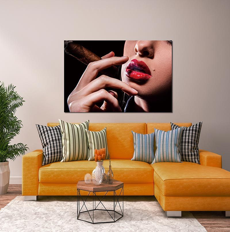 Oppidan Home "Red Lip Cigar" Acrylic Wall Art 32"H x 48"W