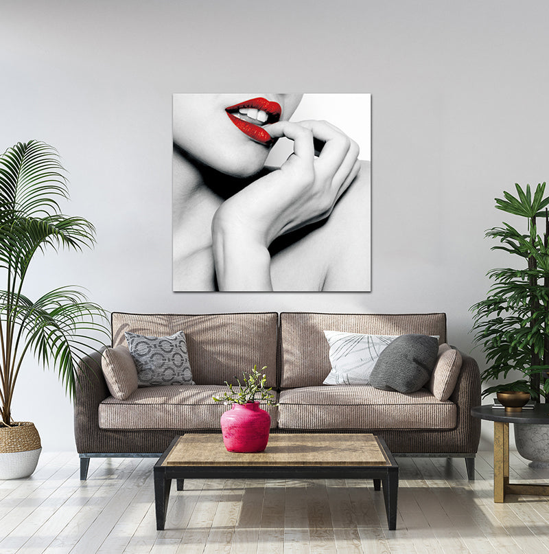 Oppidan Home "Red Lip Seduction" Acrylic Wall Art 40"H X 40"W