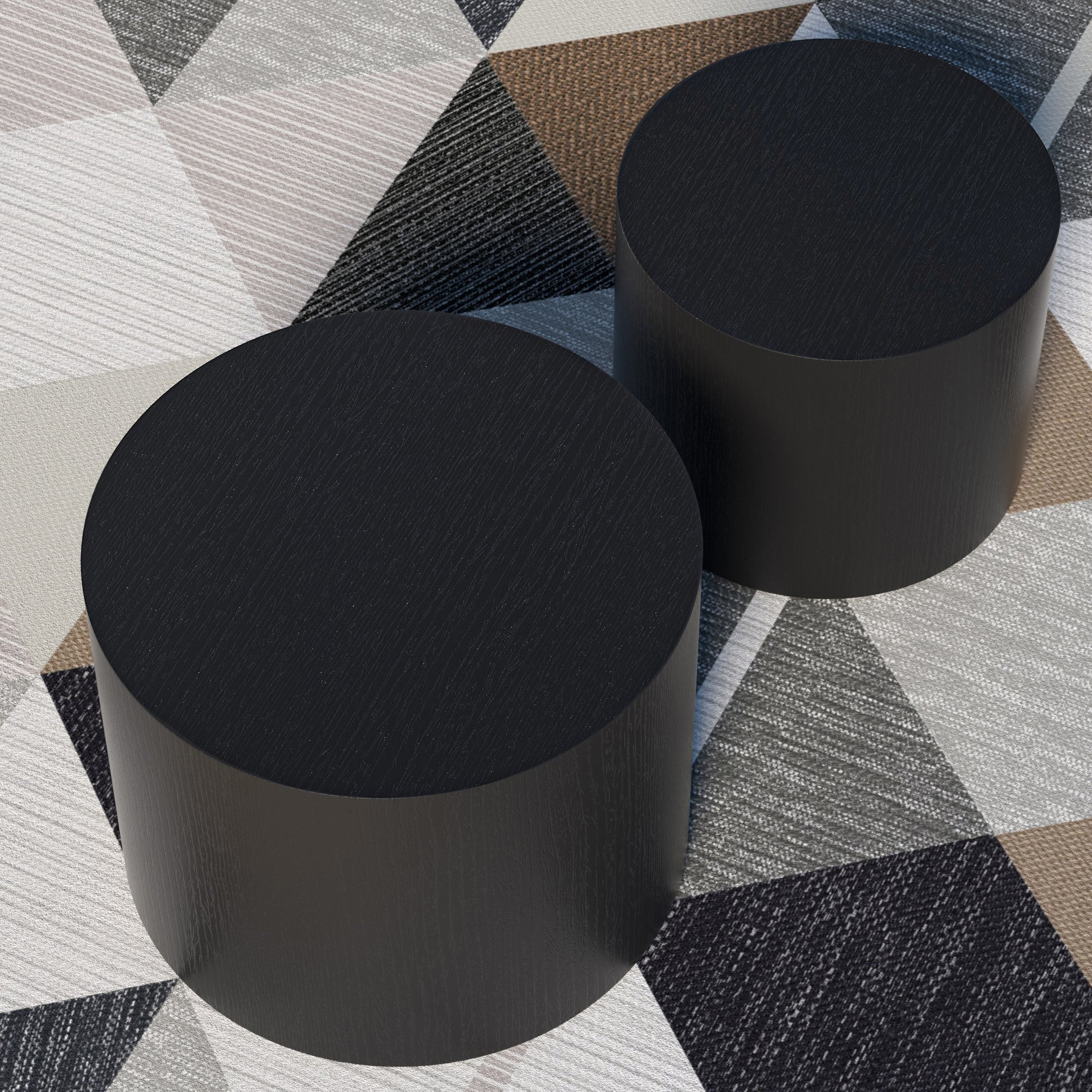 Modern 2 Piece Accent Table Set in Black