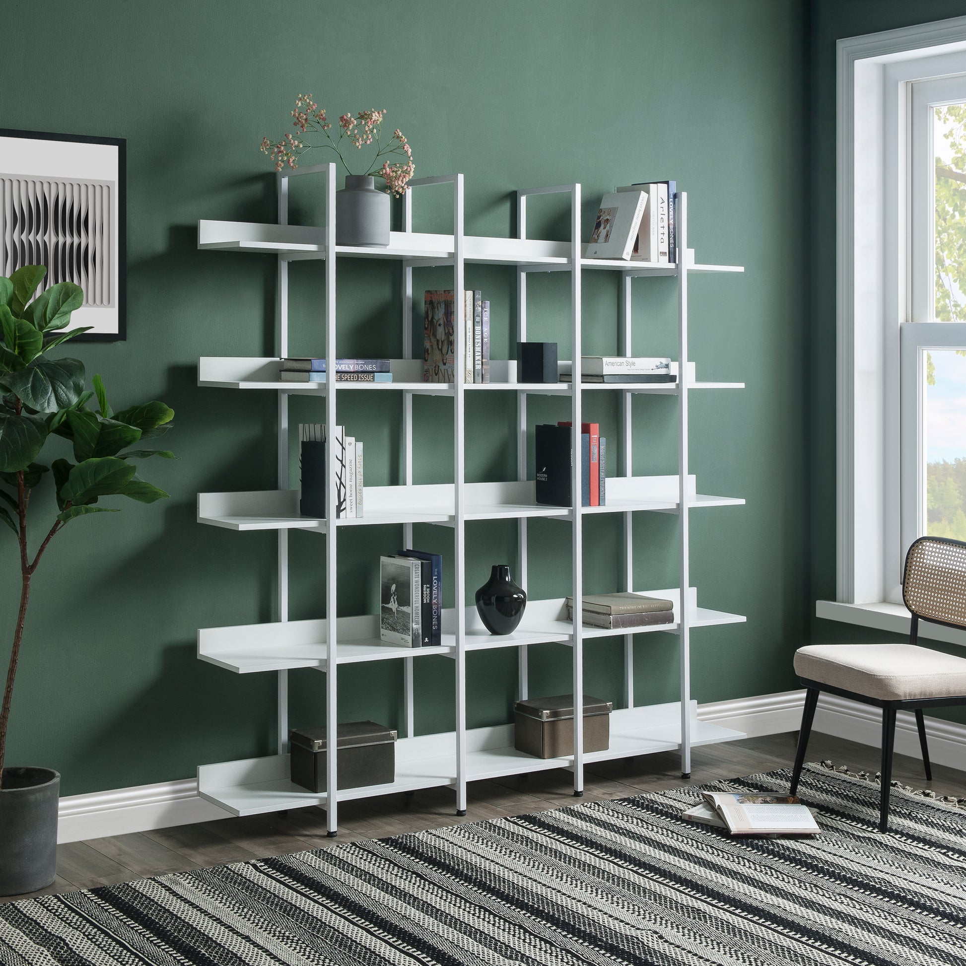Vintage Industrial Style 5-Tier Bookcase Shelf with Metal Frame