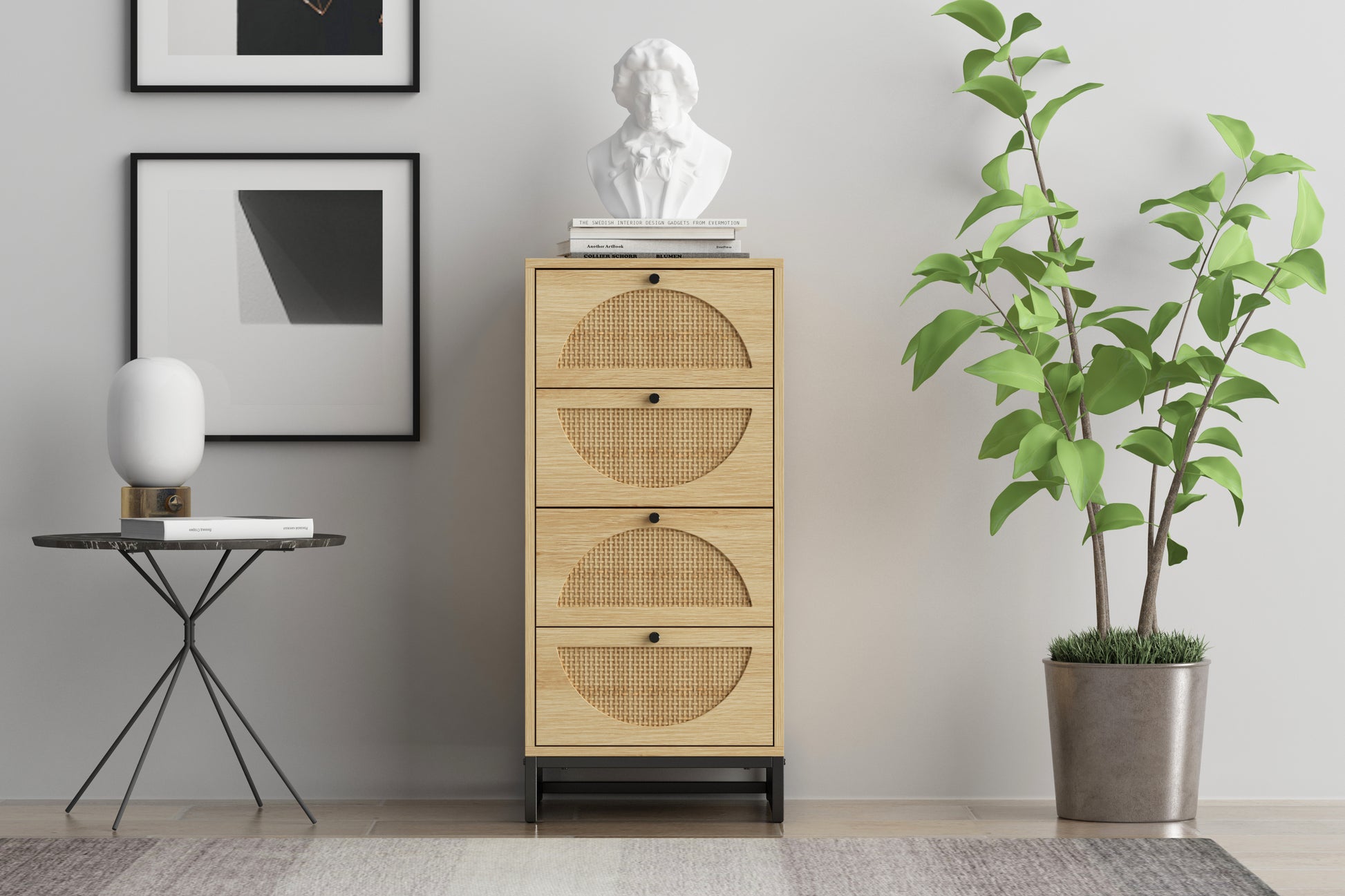 Milestone Natural Rattan Cabinet with 4 drawers in Natural