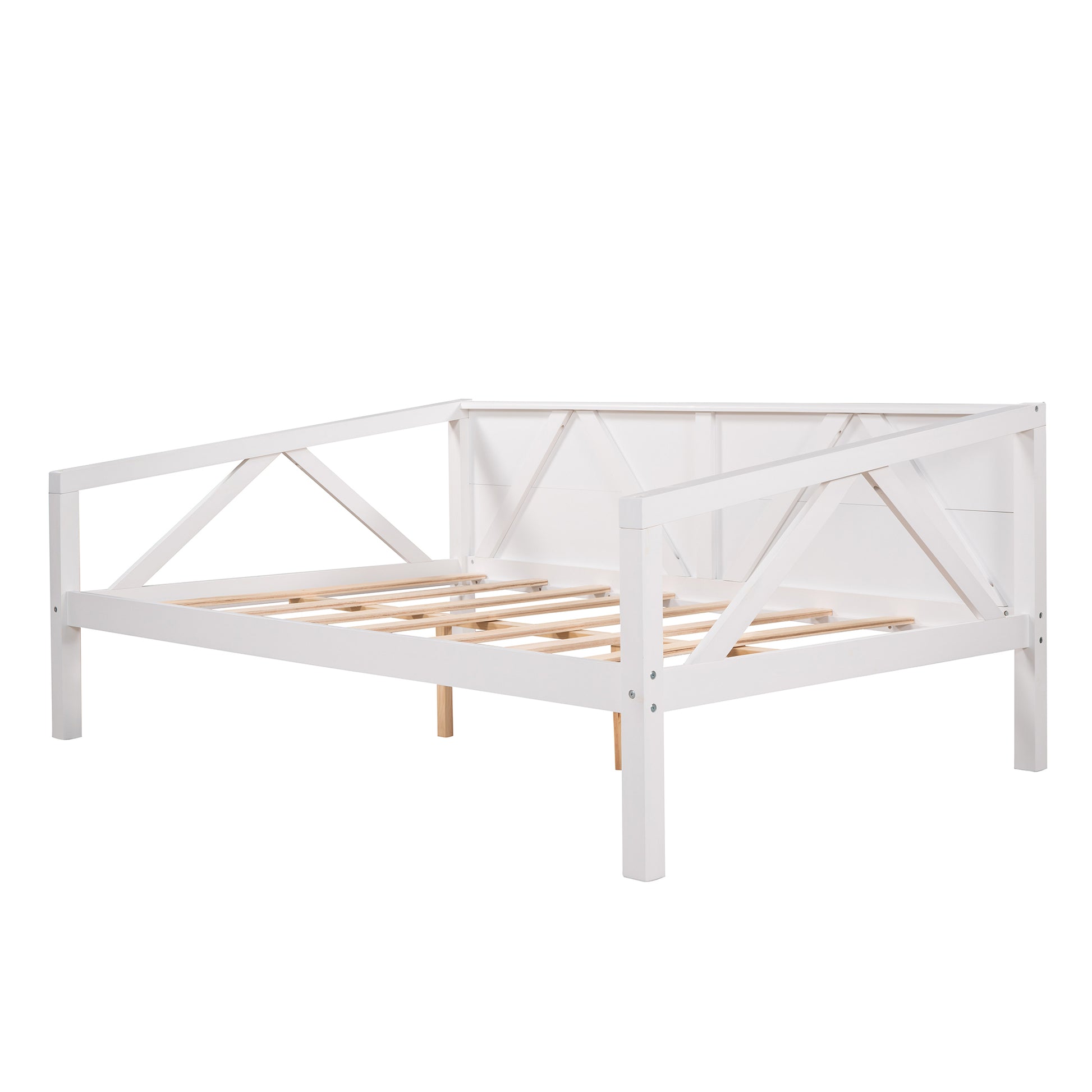 Homey Life Full size Daybed, Wood Slat Support, White