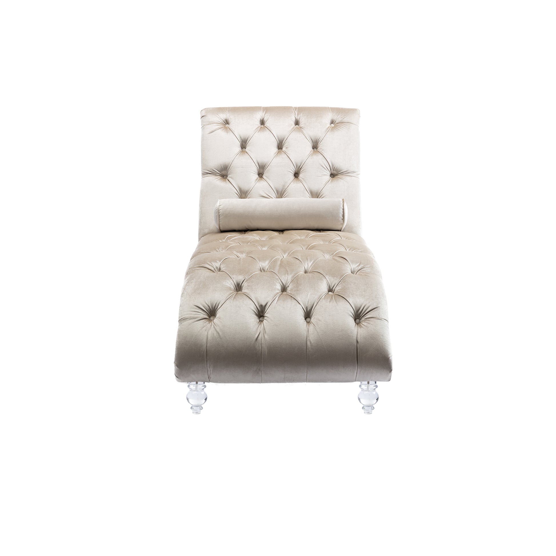 Coolmore Contemporary Velvet Chaise Lounge with Acrylic Feet